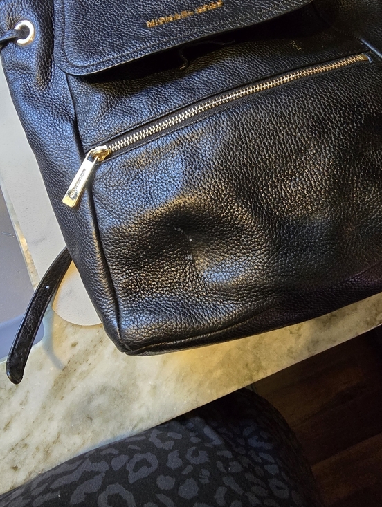 Michael Kors Black Pebbled Leather Flap Backpack with Gold Hardware main image 4